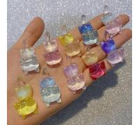 KARLOR 10 Pcs Cat Decoration, Fluorescent Kitten Resin Crystal Shimmer Decoration DIY Hair Accessories Kitten Figure Craft Accessories Gift Kitten Glow Under UV Lamp (3D Cats)