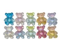 KARLOR 10-Piece Bear Figurines, Decorative Resin Bears Figures Crystal Clear Craft Supplies Bear Accessories for Crafts, Jewelry, Keys, Gifts, Glows in the Dark 37 x 30 mm(bears)