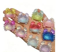 KARLOR 10 Pieces Crabfigurines Keychain Resin Crabs Figur Glitter Crab Accessories Ornament DIY Ocean Ornaments Accessories for Craft Decoration Glow under UV Light (crabs)