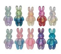 KARLOR 10 Rabbit Figurines Decor Rabbits Craft Supplies Decorative Jewelry Accessories Rabbit Figures, Mini Bunny Resin Gradient Accessories for Crafts Gifts Decor Glow in the Dark (Rabbit)