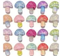 KARLOR 20 Mushroom Figurines, Craft Supplies Decorative Mushrooms Ornaments Luminous Colorful Mushrooms Accessories for Handcraft, DIY Jewelry, Glows in the Dark (Mushroom)