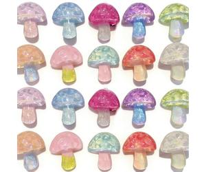 KARLOR 20 Mushroom Figurines, Craft Supplies Decorative Mushrooms Ornaments Luminous Colorful Mushrooms Accessories for Handcraft, DIY Jewelry, Glows in the Dark (Mushroom)
