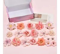 KARLOR 20 Pcs Spring Artificial Flowers for Crafts,Rose Artificial Flower Heads mix Silk Flowers Decoration Hydrangea Dahlias Daisies Hydrangeas for DIY Wedding Bridal Bouquets Hair Accessory (Pink)