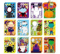 KARLOR 24 Sheets Halloween Stickers, Pumpkin Stickers Witch Stickers Halloween Stickers Zombie Skeleton Ghost Spider Stickers Horror Fun DIY Puzzle Face Stickers Craft Decoration