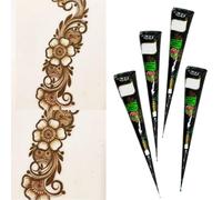 KARLOR 4 Pcs Henna Paste Cones, 100% Natural Henna Cones for Temporary Tattoos and Body Art All Natural Herbal Ingredients Chemical Free Long-lasting Henna Paste for Festivals