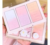 KARLOR 6-IN-1 Blush Palette, rouge powder blush powder with color gradient pink orange blue purple matt shimmer blush powder palette pink highlighter eyeshadow palette blushers for cheeks (03#)