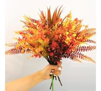 KARLOR 9 Bundles Artificial Autumn Flowers Decorative Artificial Plant Autumn Plants Art Bouquet Autumn Persian Leaves Eucalyptus Indoor Outdoor Christmas Wedding Party Home Garden Decoration