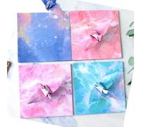 KARLOR Colourful Paper for Crafts, 4 Colours/50 Sheets Origami Paper 14.2 x 14.2 cm Starry Sky Watercolour Pattern