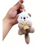 KARLOR Cute Plush Otter Keychain with Fish Keyring Soft Fluffy Sea Otter Holding Fish Pendant Bag Charms Key Ring Kawaii Animal Accessories for Handbag Backpack Purse Decoration(khaki)
