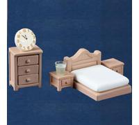 KARLOR dollhouse furniture set, 6 pieces miniature furniture set bed cupboard bedside table clock glass cup, dollhouse accessories decoration 1:12 dollhouse bedroom dollhouse decoration (bedroom)