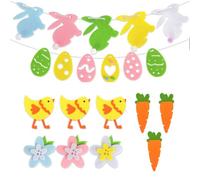 KARLOR Easter Decorative Window, Hanging Felt Garland, Easter Bunny Decoration, Easter Eggs, Carrots, Chickens Decoration, Decorative Garlands, Nursery School Garland, Easter Decoration