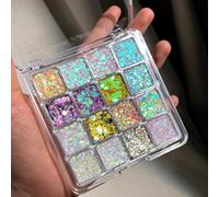 KARLOR Face Glitter Palette, 16 Colours Eyeshadow Sequins Glitter Eyes Face Glitters Body Shimmer Diamond Highlighter Pearlescent Sparkling Makeup Festival Carnival