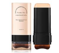 KARLOR Foundation Stick with Brush, Concealer Foundation Stick with Brush, Foundation Pen, Light Clear Foundation Cream for Mixed Complexion (03# Warm Beige)