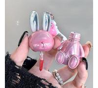 KARLOR Girls lipstick pink matte lipgloss pink cute rabbit look keychain lip sticks rosewood nude tones lipstick 24 hour hold waterproof kiss-proof smudge-proof Girls gift （02#Milk peach）