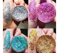 KARLOR Glitter Gel Body Face, 4 Body Glitter Gel Face Glitter Blue Pink Silver Gold Glitter Sequins Make up Glitter Liquid Self -adhesive Glitter Gel Festival Sparkly Make Up (Set 1)