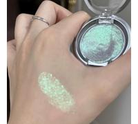 KARLOR Highlighter Powder Palette Metallic Green Eyeshadow Glitter Eyelid Highlighter Gradient Pearlescent Face Glitter Makeup Individual Eyeshadow Shimmer Shiny Punk Glow Makeup (03# Turquoise)