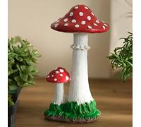 KARLOR Large Mushroom Figurine Garden Decoration Red Toadstool Sculptures with White Dots, Mushroom Statue Table Decoration for Outdoor Indoor Fairy Garden Micro Landscape Fairy Forest Theme Resin
