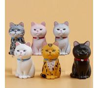 KARLOR Mini Cat Figures Decoration, 6 Pieces Sitting Kitten Set, Cat Tom Cat Miniature Cat Statue Animal Ornaments Micro Landscape Car Table Garden Aquarium Cake Decoration (6 Sitting Cats)