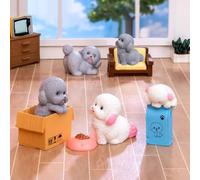 KARLOR Mini Poodle Puppies Set, 8 Pieces Realistic Dog Figures, Perfect for Computer Monitor Dekoration Desktop Terrarium Miniature Gardens Tabel Decor