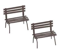KARLOR Miniature Metal Bench Set, 2 Pcs Metal Park Bench Fairy Garden Decor Iron Ornament Succulent Pot Micro Landscape Decor Terrarium Accessories 6.5x3x6 cm Brown