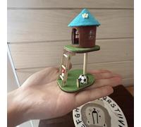 KARLOR Miniature Tree House with Ladder, Mini Cat House Felt Wood Felt House Miniature Hut Small Cottage with Soccer ball Mushroom,Table Decoration Desktop Ornaments Mini Scene Fairy Garden Decoration