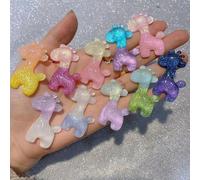 KARLOR Pack of 10 Giraffe Decorations, Luminous Resin Crystal Shimmer Craft DIY Hair Accessories Animals Charms Chain Pendant Glow In Dark