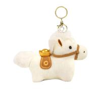 KARLOR Plush Pony Keyring with Golden Ingot, White Fluffy Horse with Saddle, Horse Figure Pendant, Backpack Pendant, Car Pendant, Cute Animal Decoration, Gift 2026