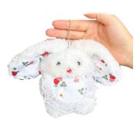 KARLOR Rabbit Figure Pendant with Chain, Fluffy Long-Eared Rabbit, White Plush Toy Key Chain, Backpack Pendant, Car Pendant, Cute Hanging Decoration (Habbit)