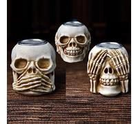 KARLOR Skull Candle Holder Set - 3 Pieces Human Figures "Nothing Hearing, See, Say" Model Table Decoration