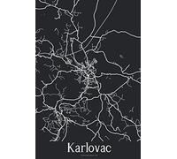 Karlovac: Journal de Voyage | 120 pages lignées | Cadeau parfait pour les amoureux de voyages | Format 15,2 x 22,9 cm | Carte Noir et Blanc | Karlovac Croatie