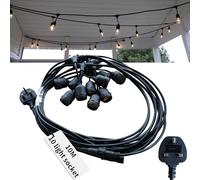 KarlpaSW Festoon Lights Outdoor Mains Powered 10M/33FT,String Lights Connectable in Series Max Load 800W.IP65 Weatherproof 10 E27 Sockets for Outside Garden Patio Party(Bulb Not Included)