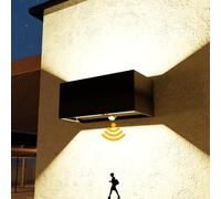 KarlpaSW LED Wall Light with Motion Sensor,20CM 230V 24W Adjustable Beam | 3000K Warm white light,PIR,Mains Powered 85-265V,Up Down Adjustable,Black,IP65 Modern for Front Door, Garage, Corridor,Porch
