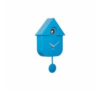 Karlsson Bright Modern Cuckoo Wall Clock with Swinging Pendulum and Tweeting Bird Song (Bright Blue)