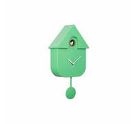 Karlsson Bright Modern Cuckoo Wall Clock with Swinging Pendulum and Tweeting Bird Song (Bright Green)