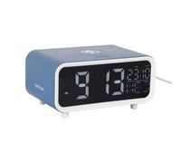 Karlsson Chunky LED Alarm Clock with Wireless Phone Charger and Day/Date Display (Classic Blue)
