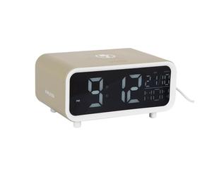 Karlsson Chunky LED Alarm Clock with Wireless Phone Charger and Day/Date Display (Tea Green)
