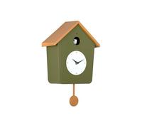 Karlsson Cuckoo Light Wall Clock in Army Green & Ochre Yellow with Pendulum
