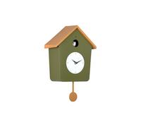 Karlsson Cuckoo Light Wall Clock in Army Green & Ochre Yellow with Pendulum