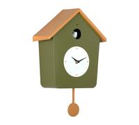 Karlsson Cuckoo Light Wall Clock in Army Green & Ochre Yellow with Pendulum