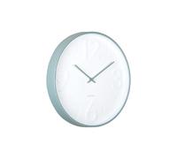 Karlsson Debossed Numerals Wall Clock with Coloured Case & Matching Hands - Sweep Movements (Misty Blue)