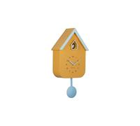 Karlsson Dupla Colour Cuckoo Wall Clock - Mango Yellow & Soft Blue - Modern Cuckoo Clock with Pendulum - Retro Contemporary Design