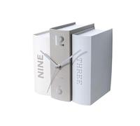 Karlsson KA5628 Table Clock Trompe-L'Oeil Book Grey Hard Cardboard and Metal H20 x 20 x 15 cm, Gray, 20 x 15 x 20
