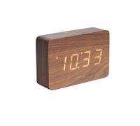 Karlsson KA5653DW Alarm Clocks, Wood, Braunes Holz Mit Weißem Led, Moyen