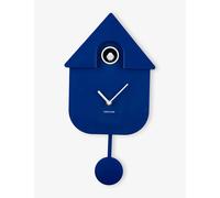 Karlsson Modern Cuckoo Wall Clock in Cobalt Blue - with Pendulum and Metallic Frame - Modern Minimalist Cuckoo Clock - Battery Operated