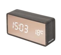 Karlsson Copper Mirror LED Alarm Clock-Black, Acrylonitrile Butadiene Styrene (ABS), 16 x 4,5 x 7,5