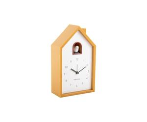 Karlsson Modern Cuckoo Alarm Clock, Yellow, 12 x 6 x 20 cm, Rectangle, Thermoplastic Alarm Clock for Bedroom
