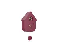 Karlsson Modern Cuckoo Oro Wall Clock in Dark Mauve - with Gold Details, Hourly Cuckoo Feature and Pendulum - Battery Operated
