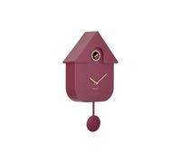 Karlsson Modern Cuckoo Oro Wall Clock in Dark Mauve - with Gold Details, Hourly Cuckoo Feature and Pendulum - Battery Operated