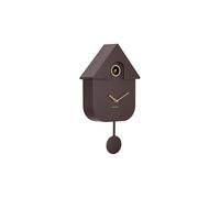 Karlsson Modern Cuckoo Oro Wall Clock in Earth Brown - with Gold Details, Hourly Cuckoo Feature and Pendulum - Battery Operated
