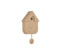 Karlsson Modern Cuckoo Oro Wall Clock in Mocha Brown - with Gold Details, Hourly Cuckoo Feature and Pendulum - Battery Operated